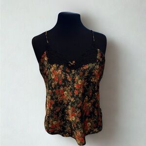 La Vie En Rose Black Floral Lace-Trim Camisole